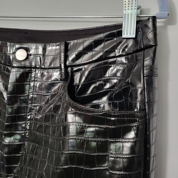 Rotate Birger Christensen Black Croc Embossed Straight Leg Rotie Pants NWT - Picture 4 of 14